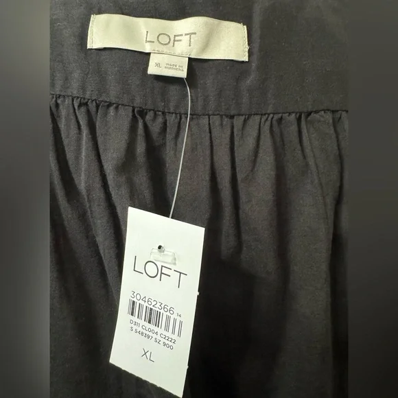 LOFT NWT Black Peasant Style Relaxed Long Sleeve Blouse. - Picture 9 of 9